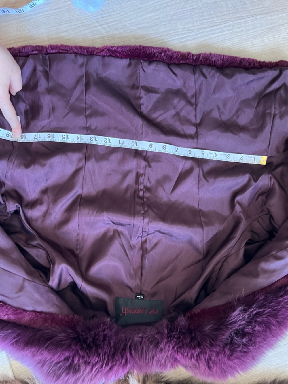 Vintage Purple Real Rabbit Fur Jacket w Fox Collar & Rose Belt Embroidered M - Picture 11 of 14